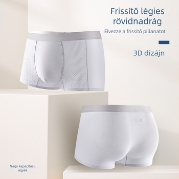 Férfi ultra vékony Ice Silk boxeralsó, lélegző, egyszínű, középmagas derékkal