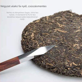 Ebonyfa teás kés, kézzel készített kínai stílusú, négyszögletes forma, gyémánt mintázat, eszköz tealevelek nyitásához, teás tű, kiegészítők a teáskéshez