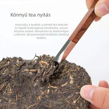 Ebonyfa teás kés, kézzel készített kínai stílusú, négyszögletes forma, gyémánt mintázat, eszköz tealevelek nyitásához, teás tű, kiegészítők a teáskéshez