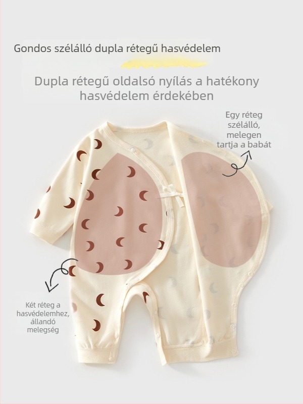 Újszülött 100% pamut overál, hosszú ujjú, tavasz–ősz, uniszex, A osztály