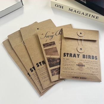 Vintage kraft papírból készült kártya- és képeslap-tároló táska – levél-stílusú csomagolás ajándékhoz