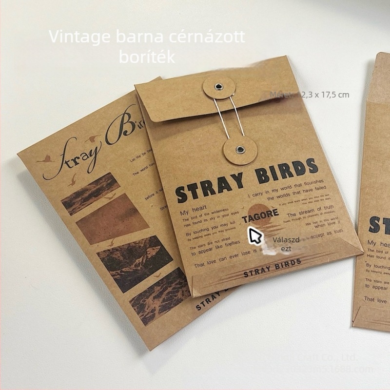 Vintage kraft papírból készült kártya- és képeslap-tároló táska – levél-stílusú csomagolás ajándékhoz