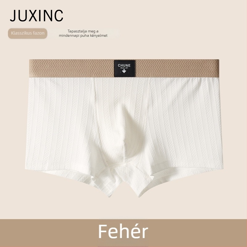 Férfi csíkos pamut boxer alsó – karcsú szabás, légáteresztő, középmagas derekú, retro stílus