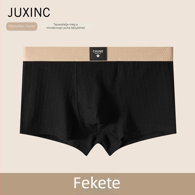 Férfi csíkos pamut boxer alsó – karcsú szabás, légáteresztő, középmagas derekú, retro stílus