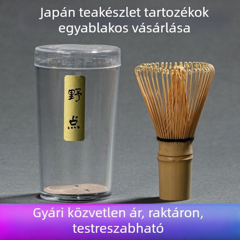 Bambuszból készült matcha habosító kézi whisk hosszú nyéllel – habosításra és keverésre teához