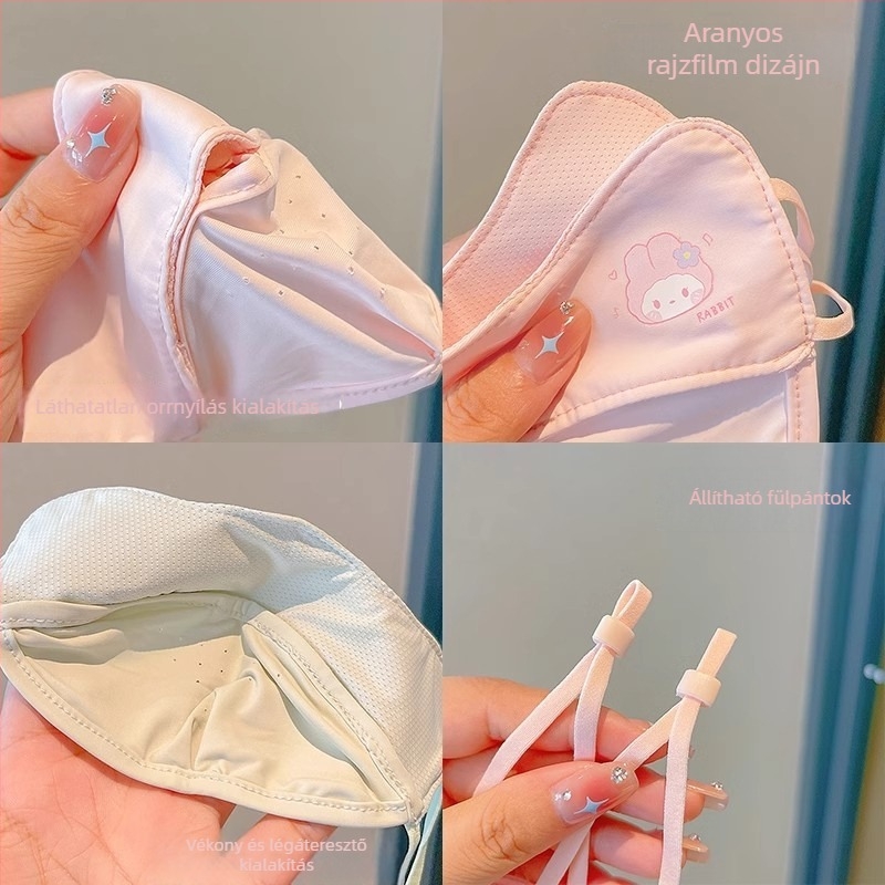 Gyermekek UV-védő maszkja nyárra, vékony Ice Silk anyagból, lélegző, fülhorgos kialakítással