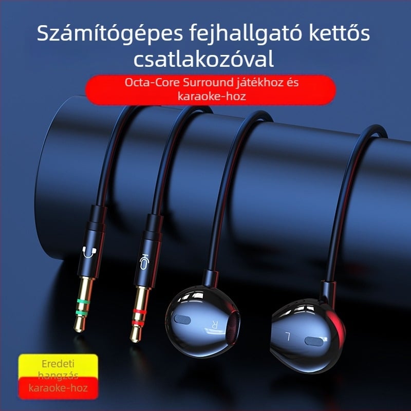 ACZ V6 vezetékes fülhallgató mikrofonnal, 2m/3m kábel, 3,5 mm jack