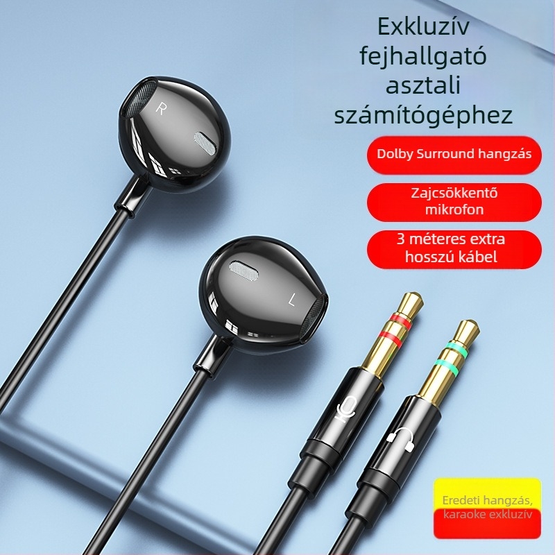 ACZ V6 vezetékes fülhallgató mikrofonnal, 2m/3m kábel, 3,5 mm jack