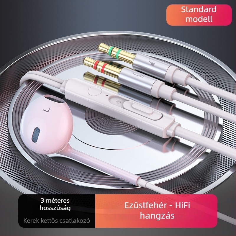 ACZ V6 vezetékes fülhallgató mikrofonnal, 2m/3m kábel, 3,5 mm jack
