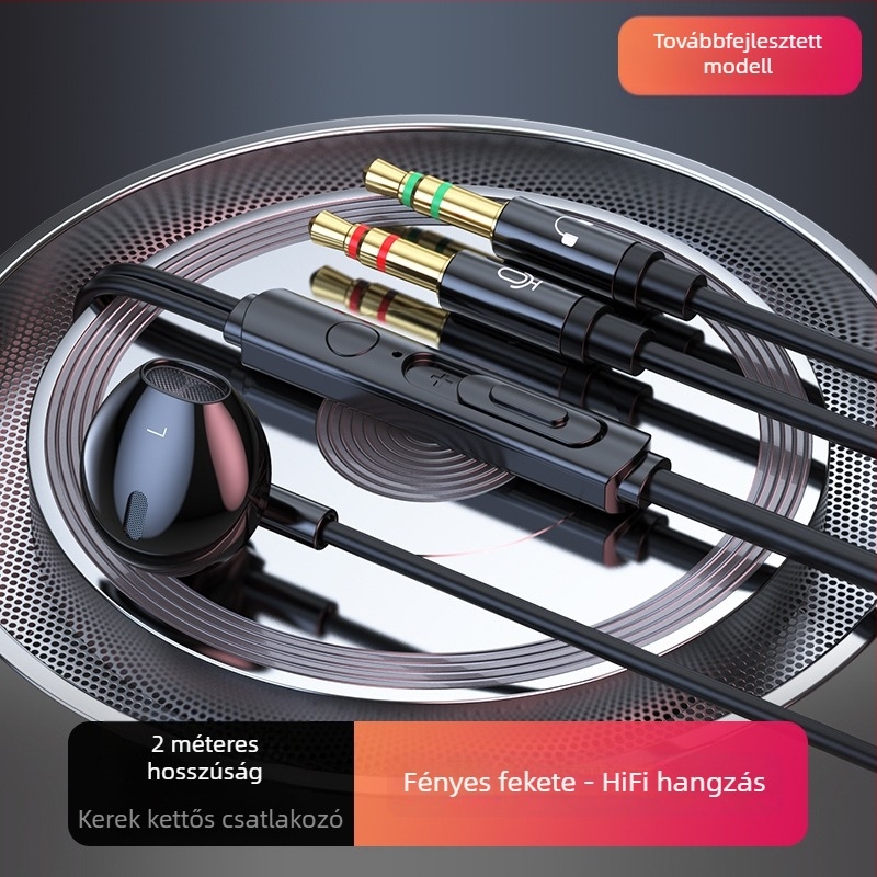 ACZ V6 vezetékes fülhallgató mikrofonnal, 2m/3m kábel, 3,5 mm jack