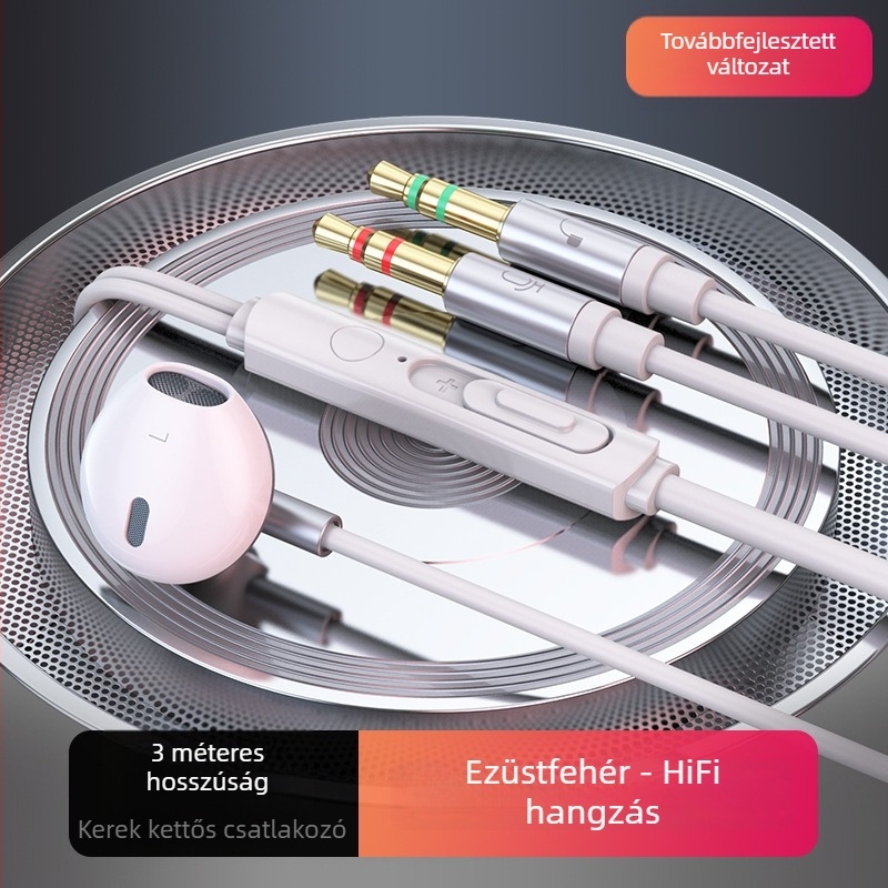 ACZ V6 vezetékes fülhallgató mikrofonnal, 2m/3m kábel, 3,5 mm jack