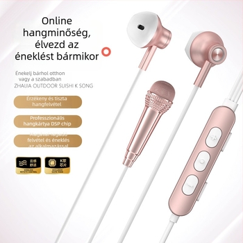 Karaoke hangkártya fejhallgatóval, minden egyben mikrofon élő énekléshez, monitorozáshoz és felvételhez