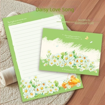 Daisy Love Song levélpapírszett borítékokkal – kézzel írt szerelmes levelekhez, 4 boríték, 4 levélpapír