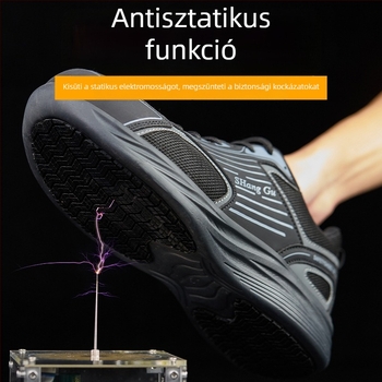 Antisztatikus munkavédelmi cipő, kopásálló, ütés- és perforációvédett, csúszásmentes, légáteresztő, szagellenes, alacsony felső, felső mikro-szálas bőr + háló, termékkód 7818