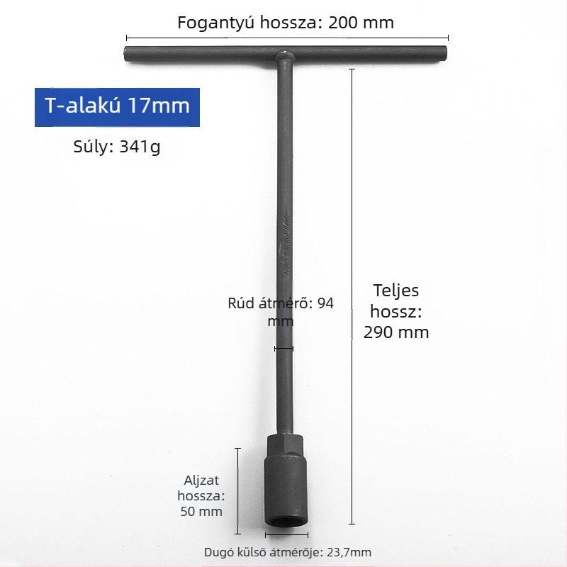 T-típusú csőkulcs készlet autó- és motorkerékpár javításához, T-formájú meghosszabbító, külső hatszög fejű kulcsok 6-19 mm