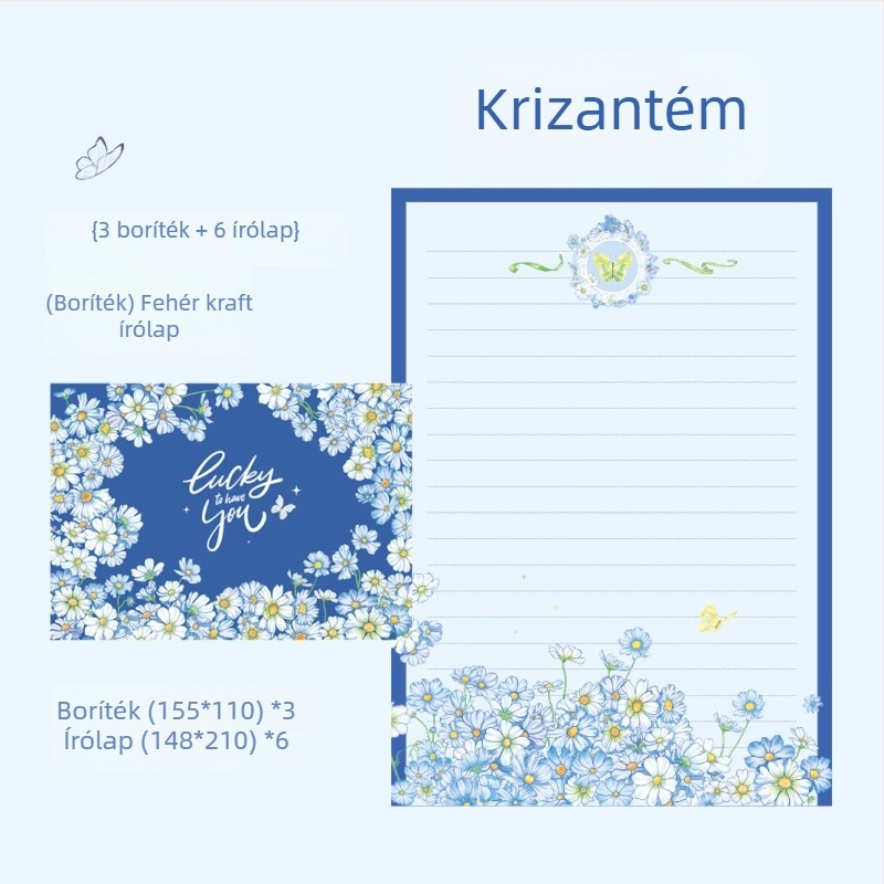 Kézzel írt levél készlet: 3 borítékkal és 6 levéllap kraft papíron