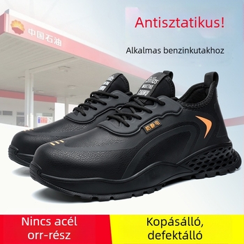 Antisztatikus védőcipő benzinkútra, gumitalppal, tavasz–ősz stílus, acélmentes orr
