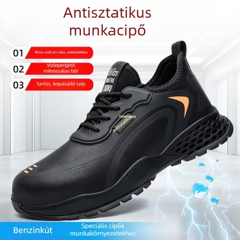 Antisztatikus védőcipő benzinkútra, gumitalppal, tavasz–ősz stílus, acélmentes orr