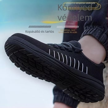 Férfi munkacipő, lélegző Fly-Knit hálós felsőrész, acél orrtővel, ütés- és perforációálló, szagtalanító és nedvességelvezető