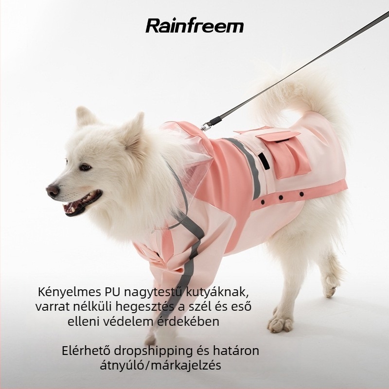 Nagytestű kutyák esőkabátja – fényvisszaverő, vízálló, kültéri viselet