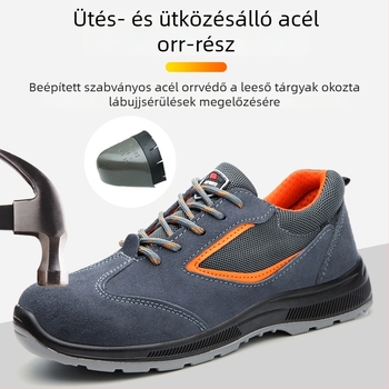 Férfi antisztatikus munkavédelmi cipő acélbetéttel, ütésálló, perforáció-ellenálló, csúszásálló, kopásálló, négy évszakos biztonsági cipő
