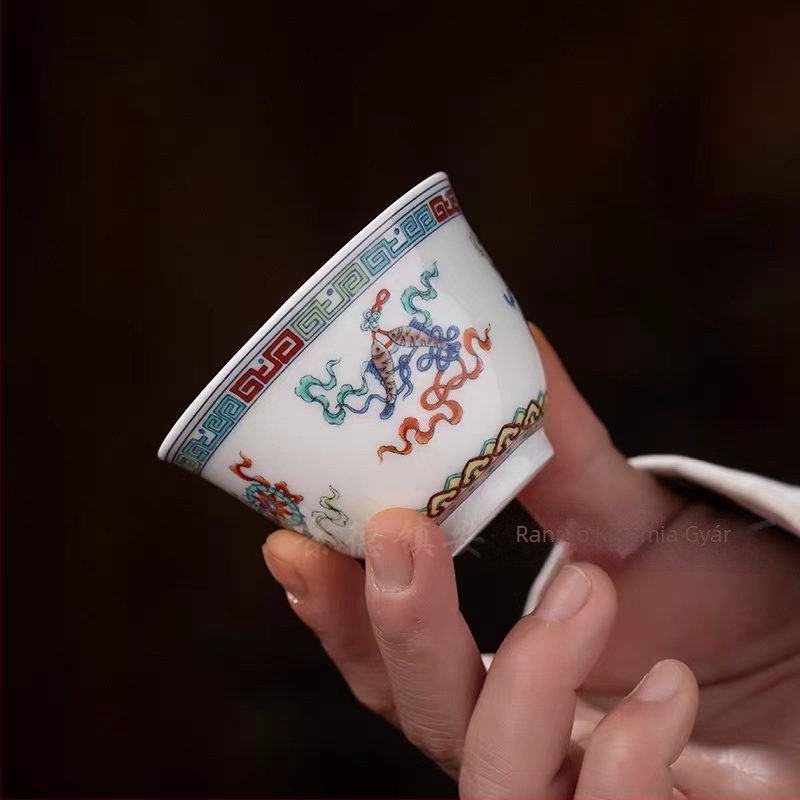 Doucai porcelán teás pohár, Gongfu teáskészlet otthonra, teáscsésze ajándék