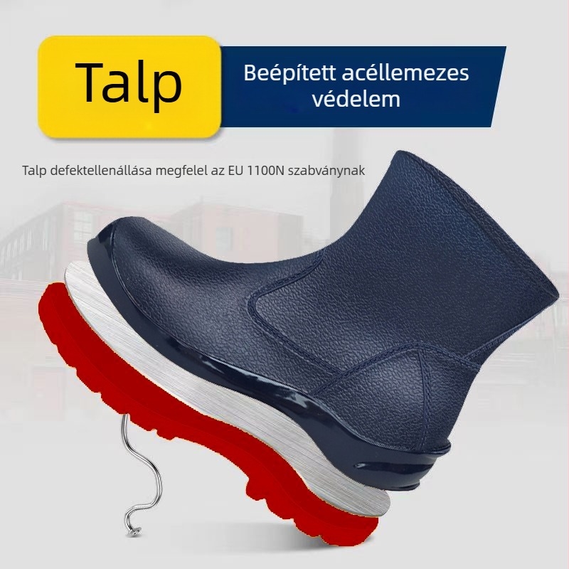 PVC biztonsági bakancs acélorrú — antiszatikus, sav- és lúgálló, csúszásmentes, kopásálló, perforáció elleni védelem, lélegző