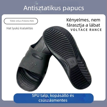 SPU munkacipő puha talppal, ESD, antistatikus, hat lyukas kialakítás, fekete-kék