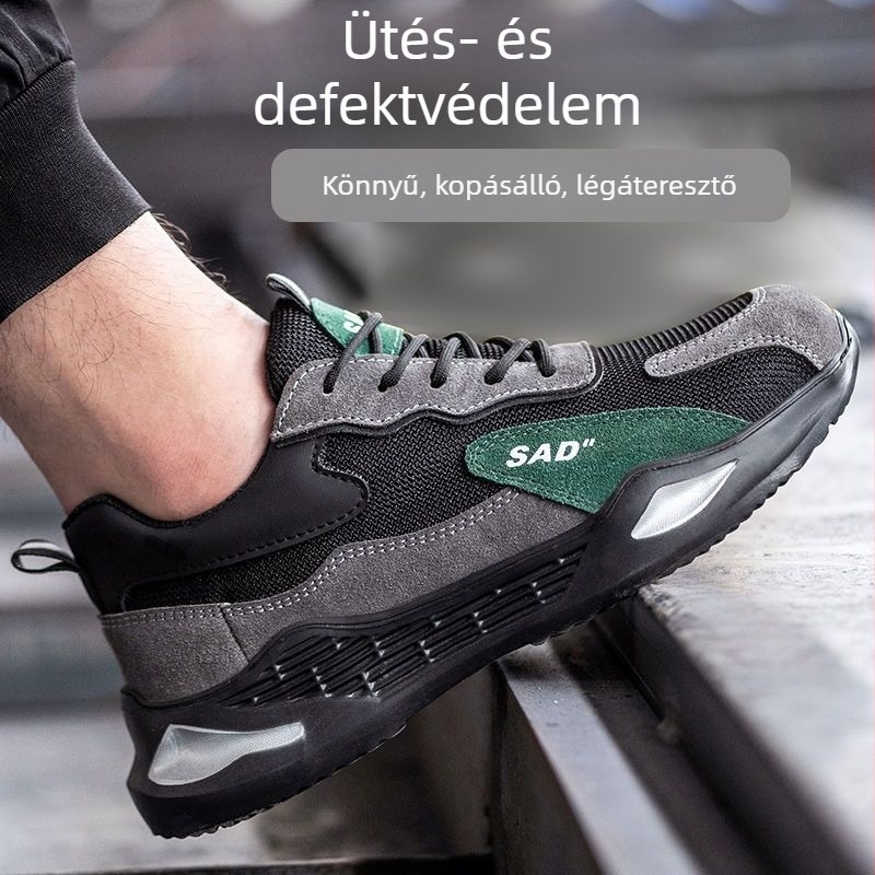 Férfiaknak könnyű nyári lélegző munkacipő acélorrú, ütés- és perforáció elleni védelemmel, új modell