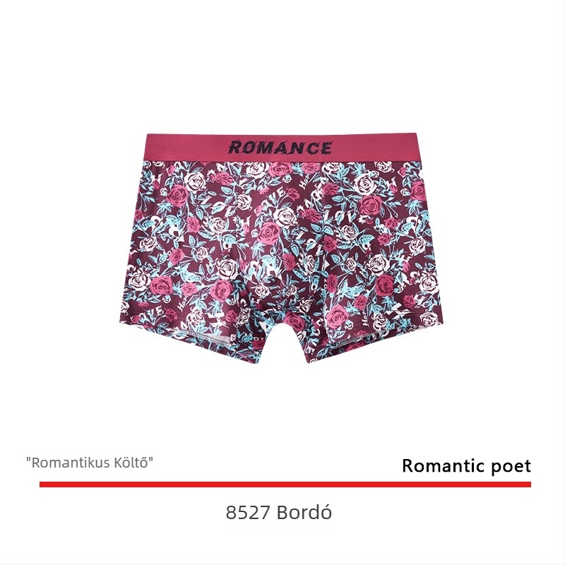 Pamut férfi boxer alsónemű rózsamintával, légáteresztő, puha és kényelmes.
