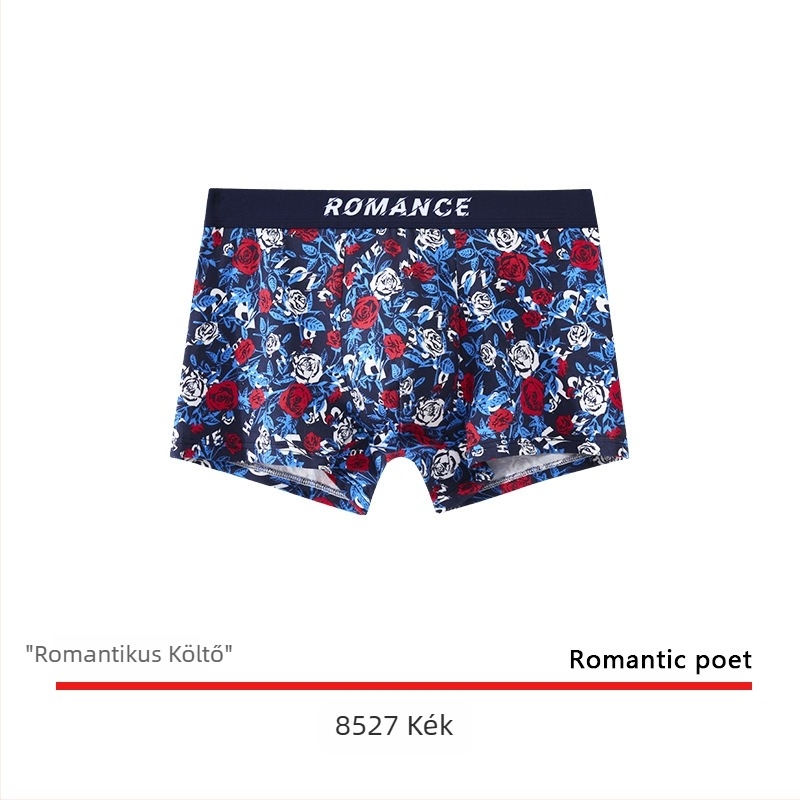 Pamut férfi boxer alsónemű rózsamintával, légáteresztő, puha és kényelmes.