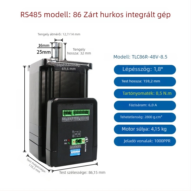 Xinlichuan integrált meghajtó és motor, RS485, 86-os keretű léptető motor
