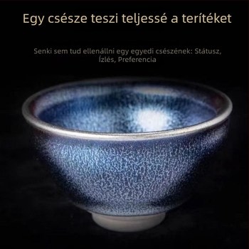 Kék Kirin — kézműves kerámia teáscsésze készlet
