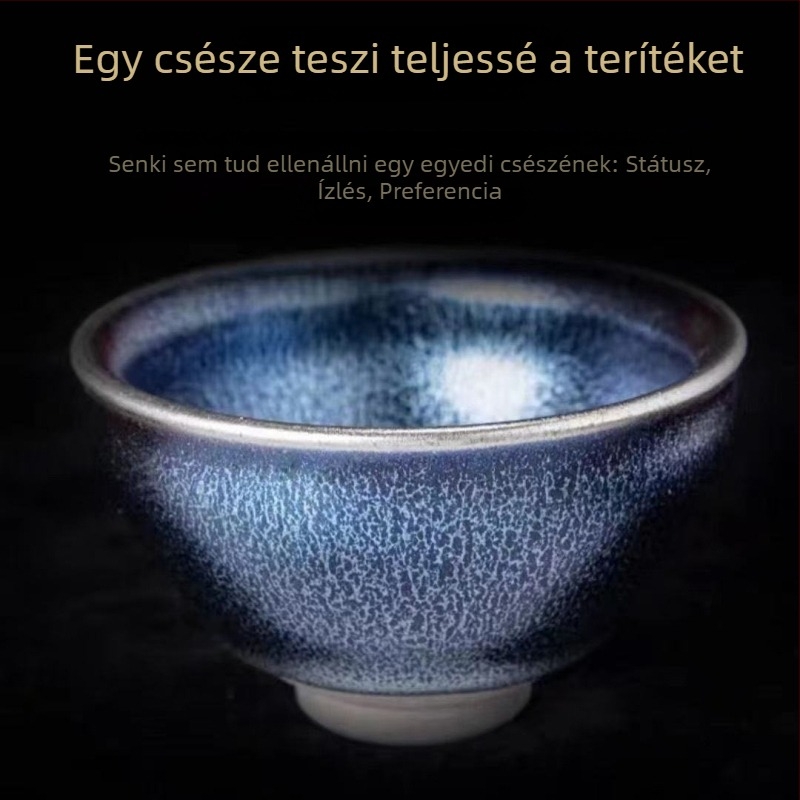 Kék Kirin — kézműves kerámia teáscsésze készlet
