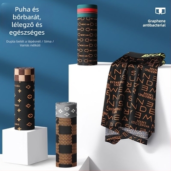 Férfi boxeralsó, magas rugalmasságú, laza fazon, luxus mintával, lélegző és bőrbarát, középszintű derekú, geometrikus mintázat