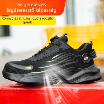 Nyári légáteresztő, szigetelt munkavédelmi cipő: ütés- és perforációvédelmével, 6KV izoláció, ultra könnyű, kopásálló, forgócsattal