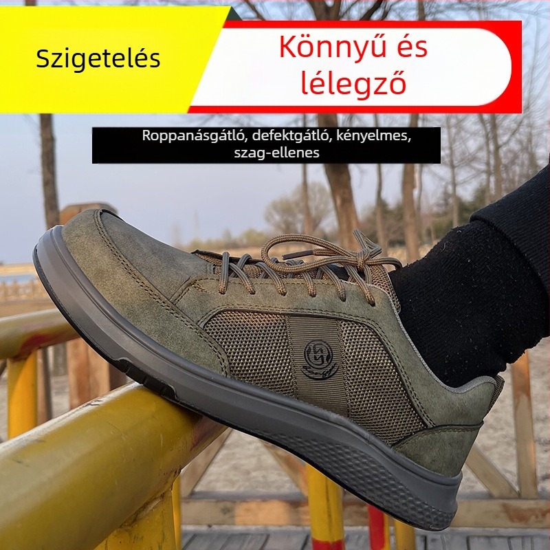 Kényelmes munkacipő, kopásálló hálós felsőrész, lélegző, ütés- és átszúrásvédelmet nyújtó, csúszásmentes talppal.