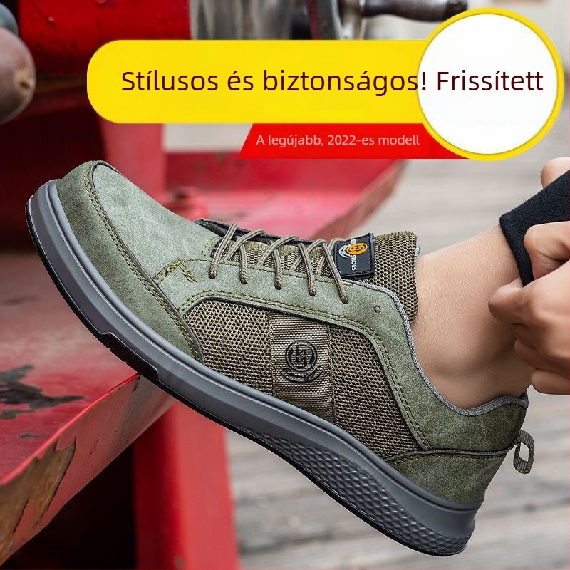 Kényelmes munkacipő, kopásálló hálós felsőrész, lélegző, ütés- és átszúrásvédelmet nyújtó, csúszásmentes talppal.