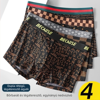 Férfi lélegző, bőrbarát középmagas derekú boxeralsó geometriai mintával