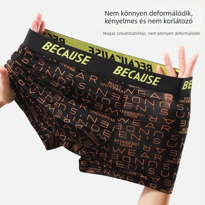 Férfi lélegző, bőrbarát középmagas derekú boxeralsó geometriai mintával