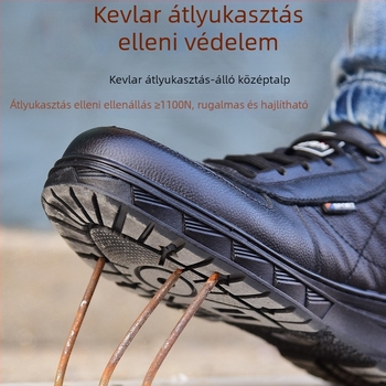 Vízálló, könnyű férfi munkavédelmi cipő acélorrú, gumírozott talppal, kopásálló, áthatolás elleni védelemmel, csúszásmentes