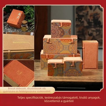 Ajándékdoboz lila agyag teáskanna és porcelán teáskészlethez, fedeles csészével és gaiwan-nal, ékszerdoboz