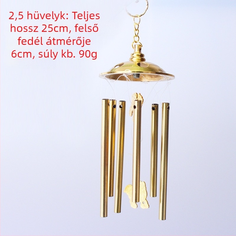 Nagy sárgaréz szélcsengő réz harangokkal, kézzel készült fém dísz függő, méretek: 2, 2.5 és 3 hüvelyk