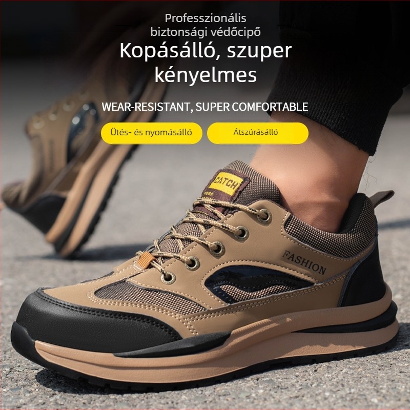 Biztonsági Túracipő acélorrú – Kopásálló, Csúszásmentes, Anti-Puncture, Kültéri Használatra