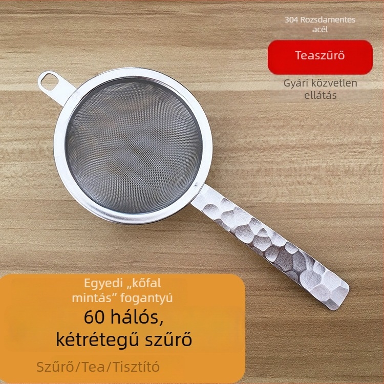 304 rozsdamentes acél teafiltráló kalapált fogantyúval, fém teafűző infúzor, tealevél szűrő, teázáró szeparátor, teás kiegészítők