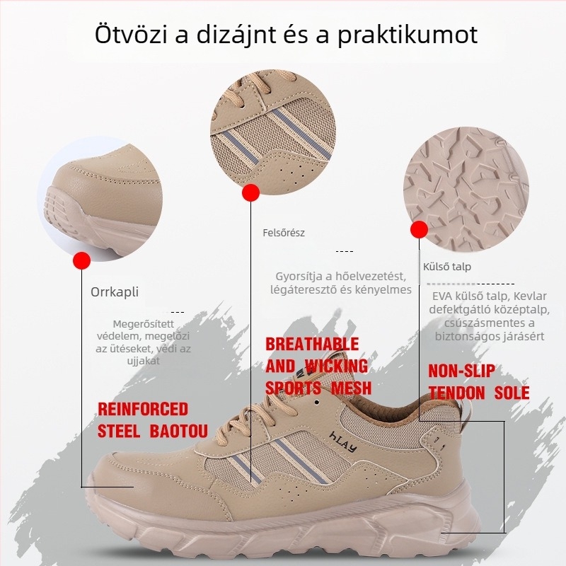 Férfi nyári munkavédelmi cipő intelligens csattal és 10 kV szigeteléssel elektromérnököknek, kopásálló, ütésálló és áthatolás elleni védelem, kényelmes és lélegző
