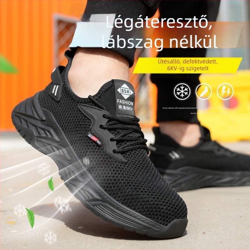 Férfi nyári biztonsági cipő, lélegző felsőrésszel, acélorrú, szigetelve, szagtalan, könnyű, ütés- és perforáció elleni védelem
