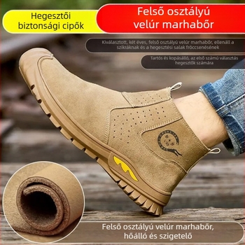 Férfi Biztonsági Cipő Hegesztéshez – égés-, ütés- és perforáció elleni védelem, acél orr, masszív talp, suede felsőrész