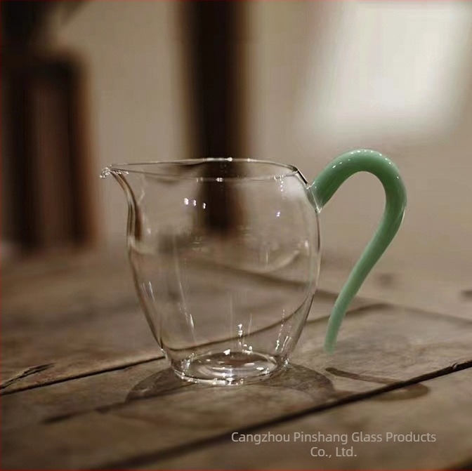 Égkék jade színű teázó és tojás alakú pohár, átlátszó hőálló boroszilikát üveg, 240 ml