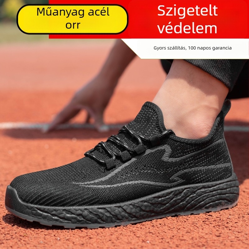 Férfiaknak szánt slip-on védőcipő, ütésálló és átszúrás elleni védelem, 10 kV izolációval, könnyű, kemény talppal